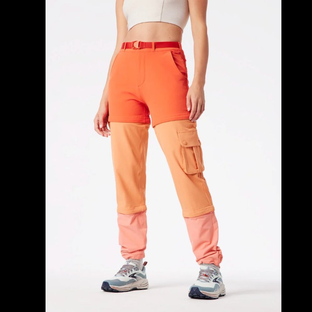 Outdoor Voices RecTrek Zip-off Pant – Size S in Paprika/Sunstone/Peach